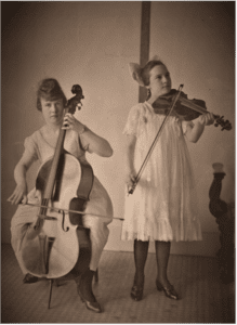 Bess (cello) and Leone (violin) Perry